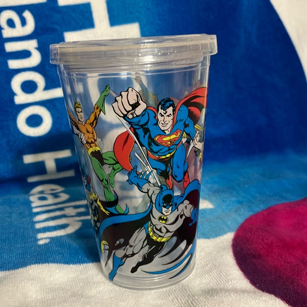 Justice League reusable cup NO STRAW 6”